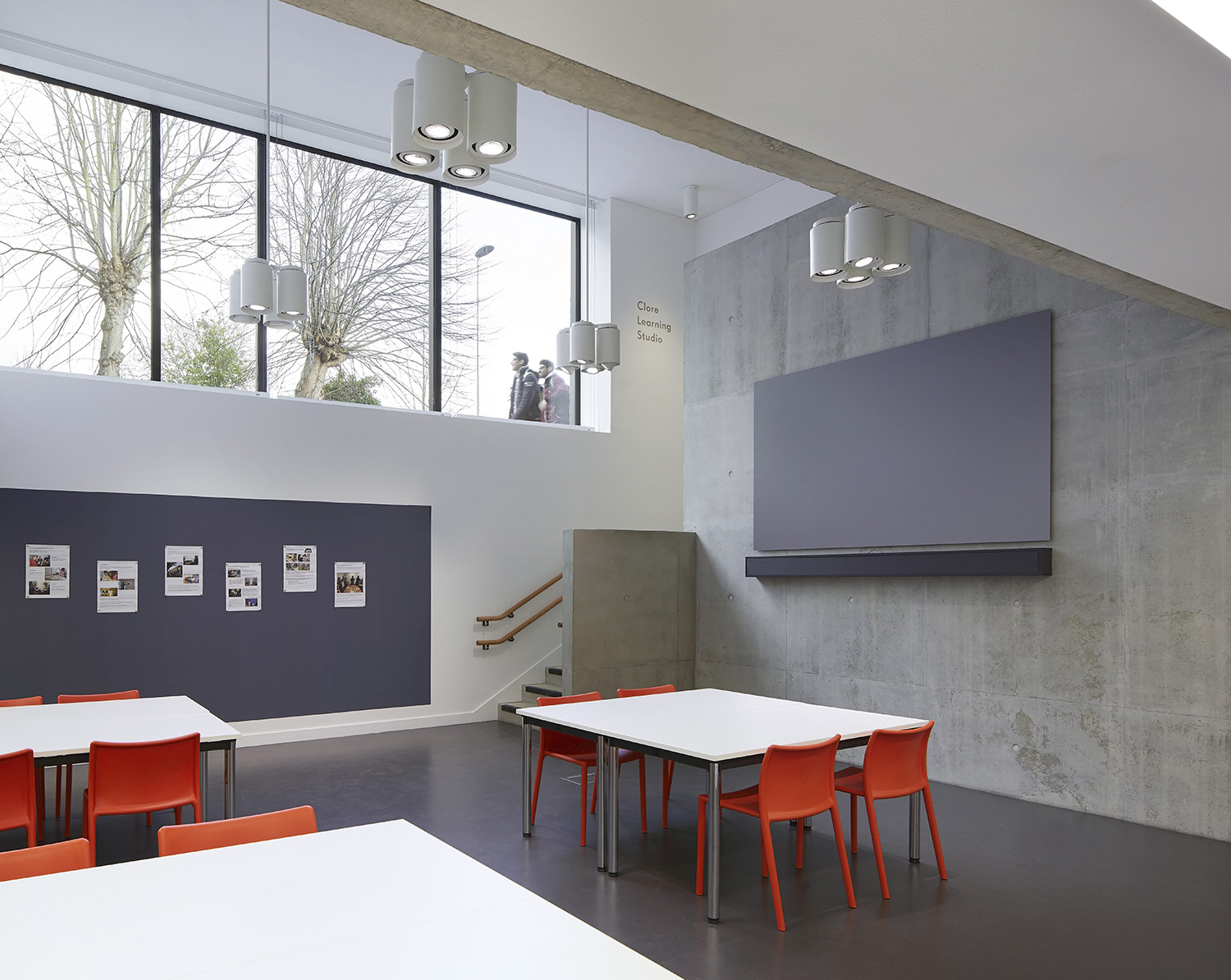 An image of the tables and chairs in the Clore Learning Studio at Kettles Yard, Cambridge