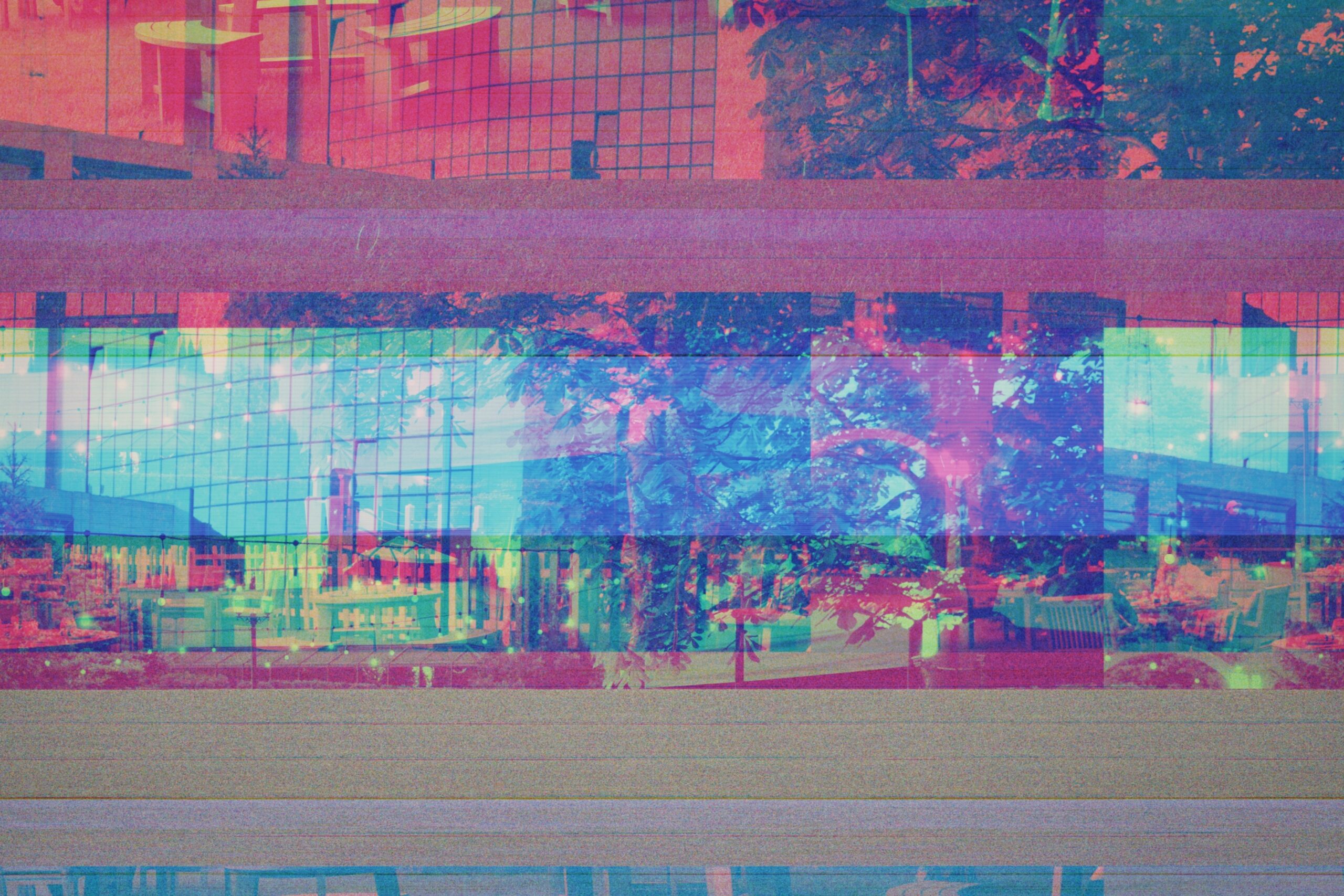 A glitch style image of a cityscape