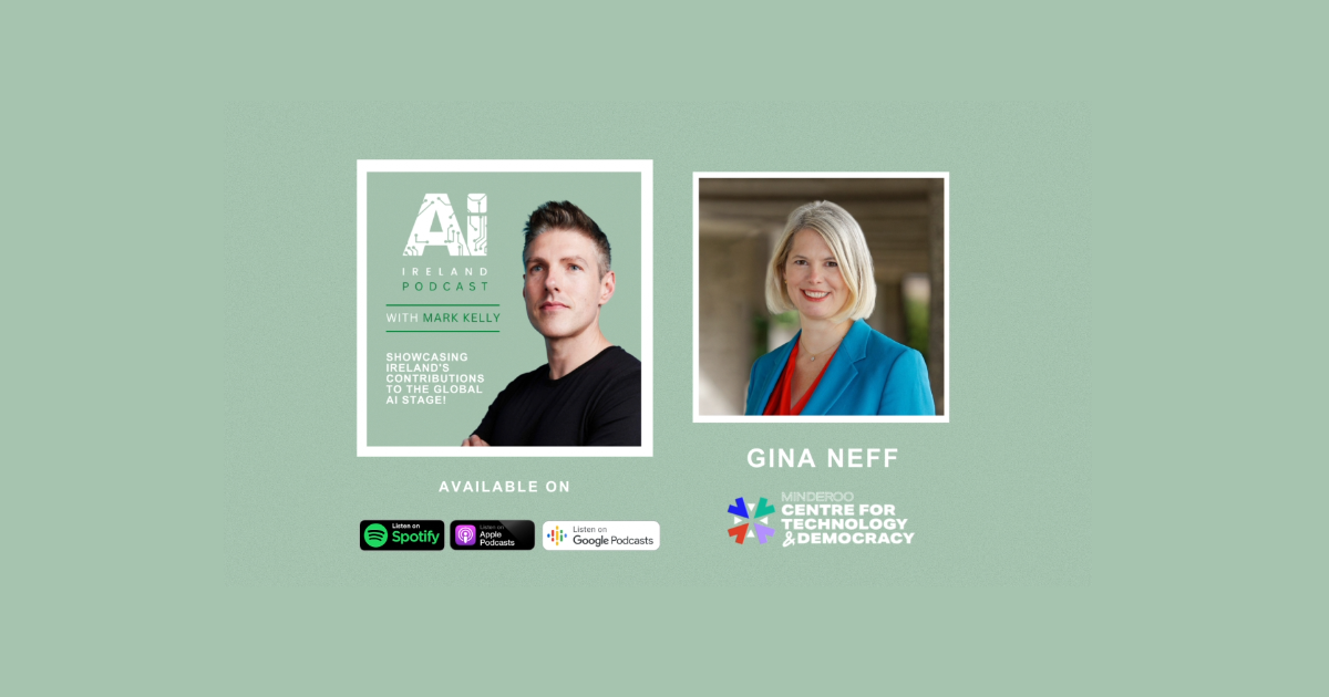 AI Ireland podcast advert, featuring Prof Gina Neff