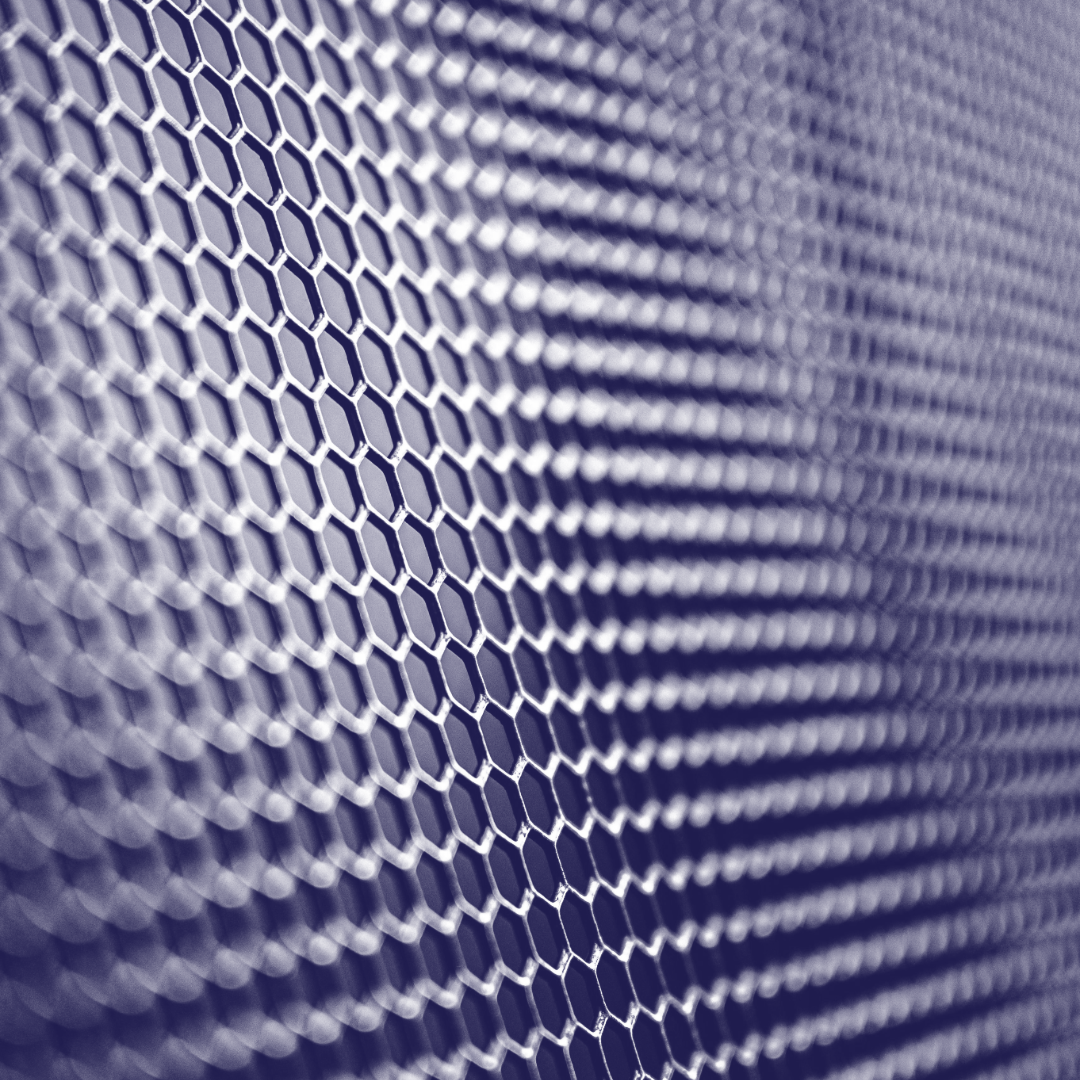 A blueish grey grid of hexagons