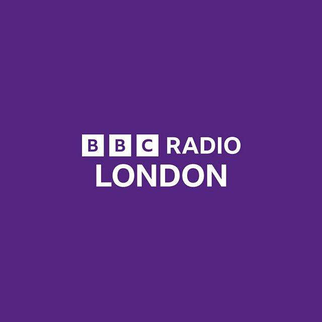 the BBC Radio London logo, white text on a purple background.